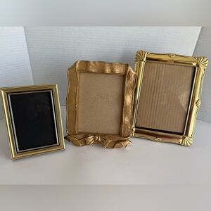 Vintage Gold Tone 3 Piece Picture Frame Set in Various Sizes Photos Metal